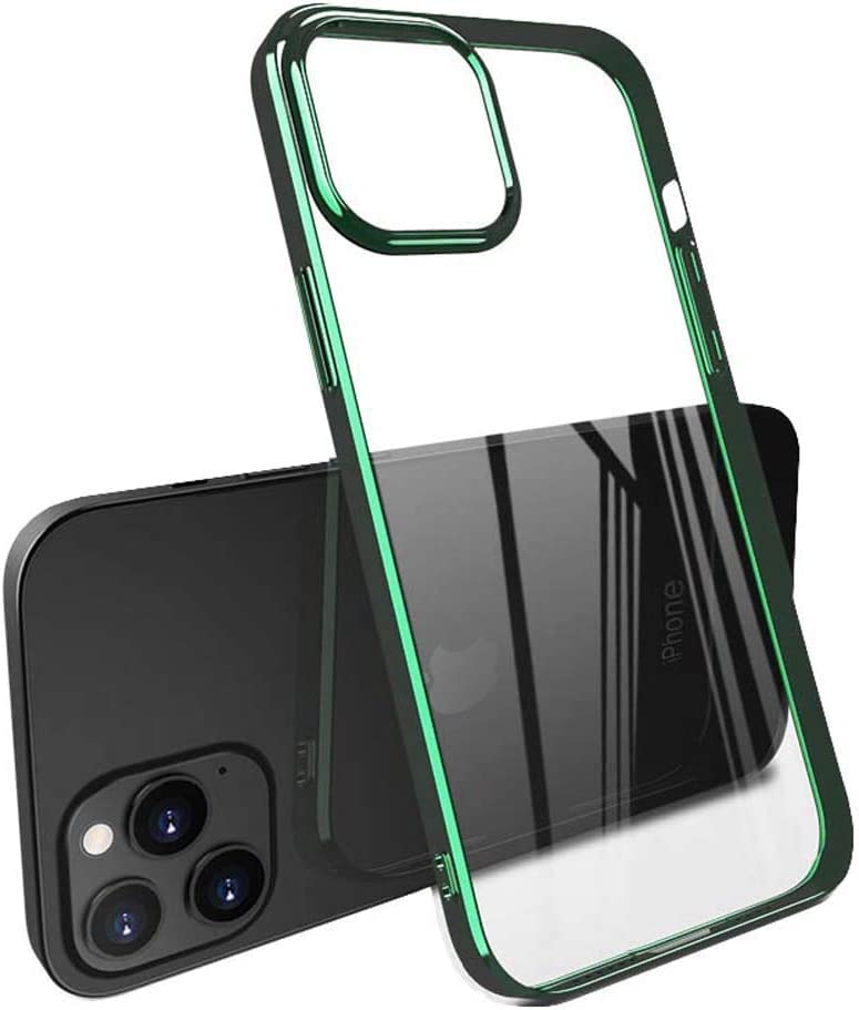Coque iPhone 12 Pro transparente antichoc mince couleur vert 6,1 pouces