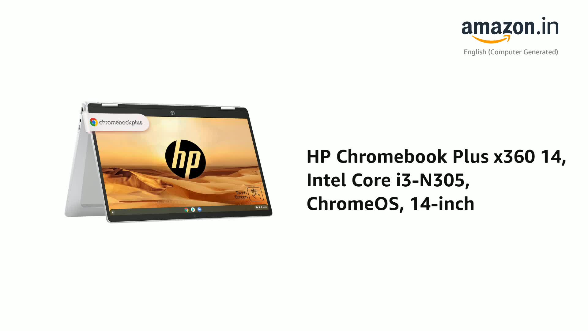 HP Chromebook Plus x360 14, Intel Core i3-N305, ChromeOS, 14-inch