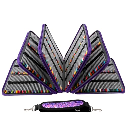 Image of Large Capacity Colored Pencil Case - 500 Slots PU leather with Zipper Closure Portable Organizer for Watercolor Pencils Ideal for Artists(Purple)