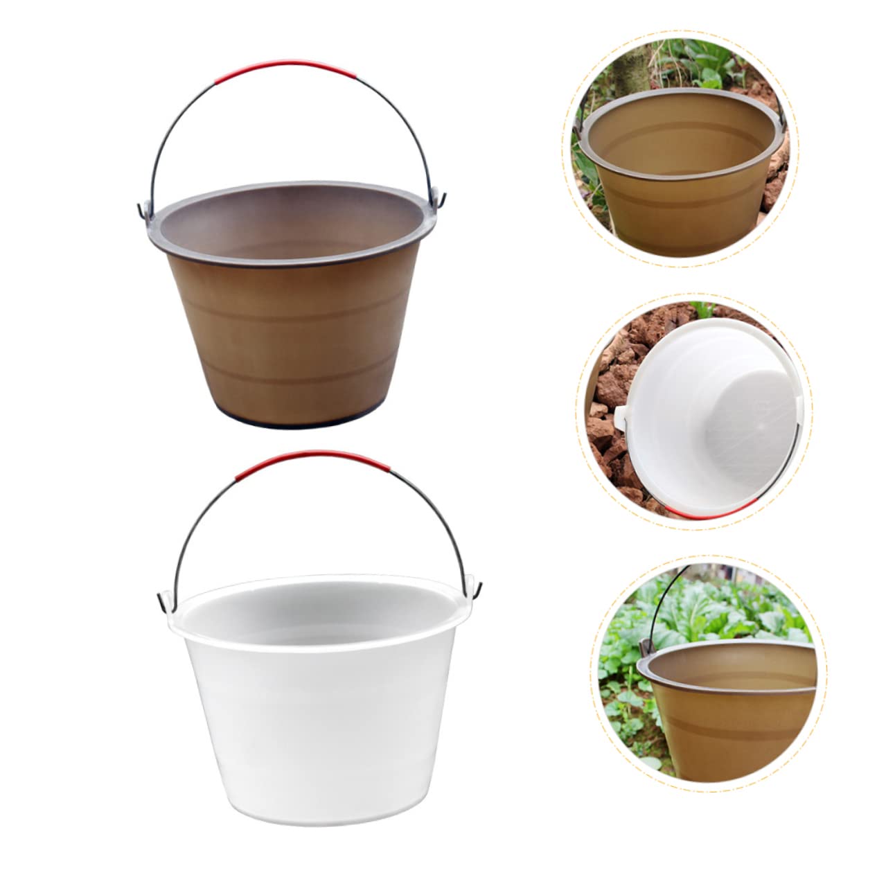 jojofuny 2 Secchi in Plastica Bianca per Cemento, Manici, Design Multifunzione per Cantieri, Secchio Resistente per Edilizia