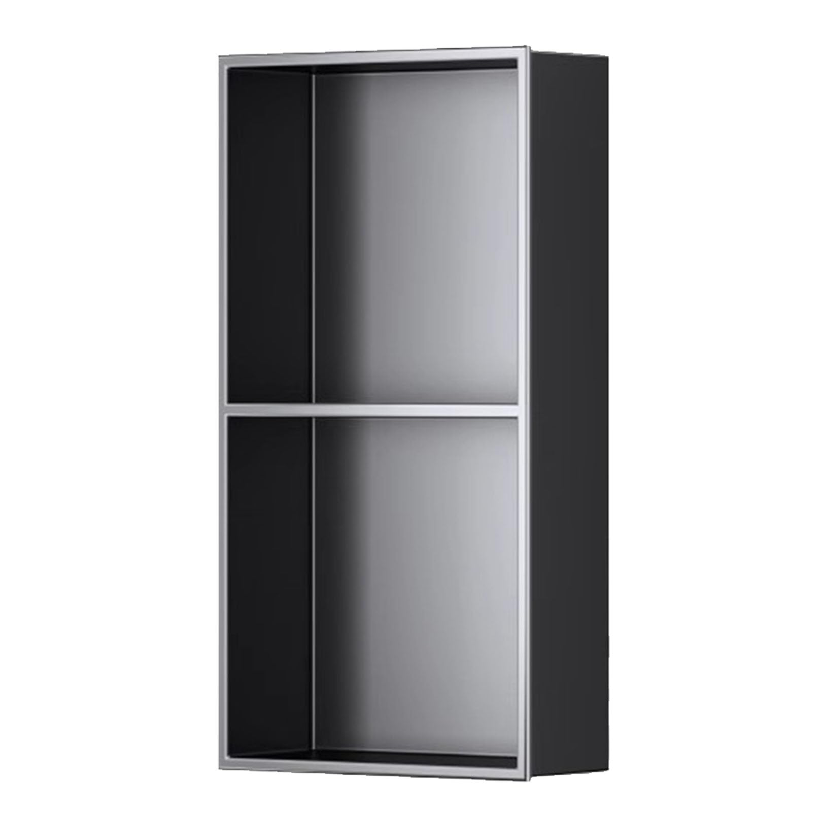 Scaffale da parete in acciaio inox a 2 ripiani orizzontali da incasso, grigio e nero, elegante per cucina e bagno