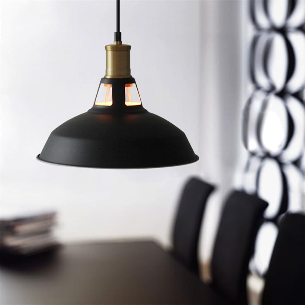 Lampa wisząca w stylu amerykańskim, matowy czarny klosz, metalowy żyrandol, styl industrialny z połowy wieku, do jadalni, sypialni, baru, biura, płaskiego lub pochylonego sufitu (biały, 1