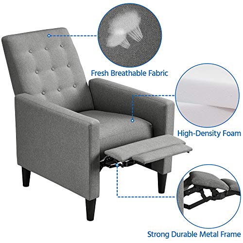 Sillón reclinable moderno tapizado gris miniatura 5