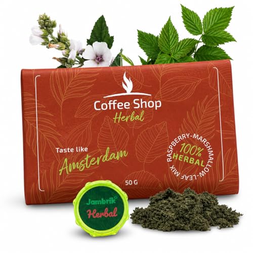 Himbeerblatt & Eibisch + kleiner Grinder - 100% Natur Amsterdam Café Kräutermischung (lose Blätter) - Premium Frauenkräuter Tee (30g)