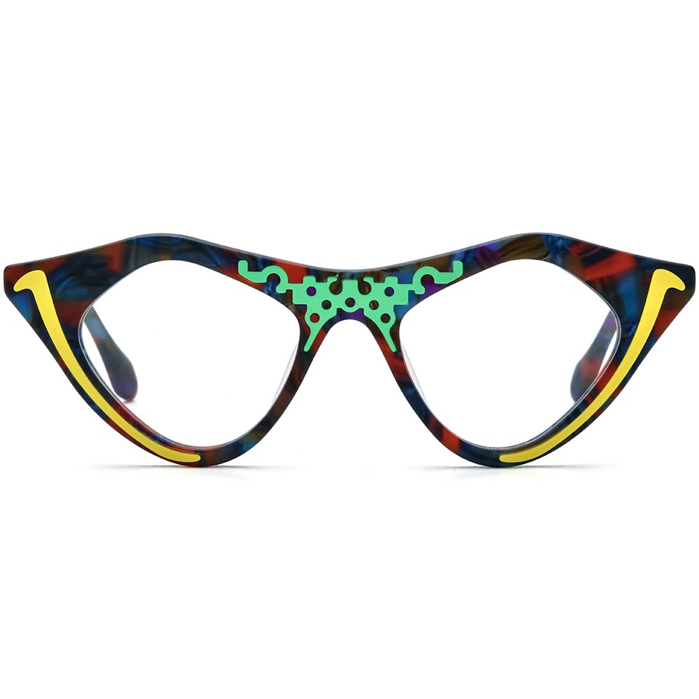 HEPIDEM Multicolor Acetate Glasses Frame Women Cat Eye Eyeglasses Men Optical Spectacles 9291
