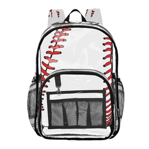 Clear Backpack Transparent School Backpack Heavy Duty PVC Bookbag Baseball for Stadium Events and Concert Work Sport Event Heavy Duty