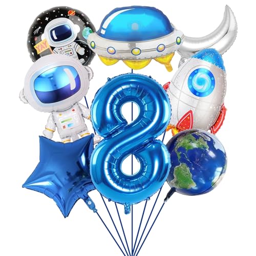 SPHERETRON 8 Pezzi Palloncini Astronauta palloncino spazio palloncini astronauti foil palloncini razzo astronave elio pallone spazio deco spazio Spaziale Feste Compleanno Decorazioni