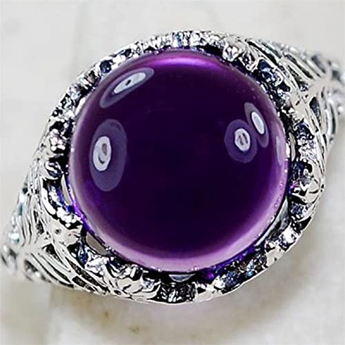 Bague de fiançailles solitaire en améthyste naturelle et halo de cristaux scintillants