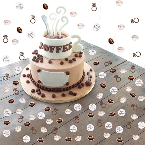 Image of Coffee Bridal Shower Decorations - 200PCS Coffee Confetti, Love is Brewing Bridal Shower Decorations, Cafe Table Decorations for Love is Brewing Wedding Shower Engagement Party (Pack of 3)