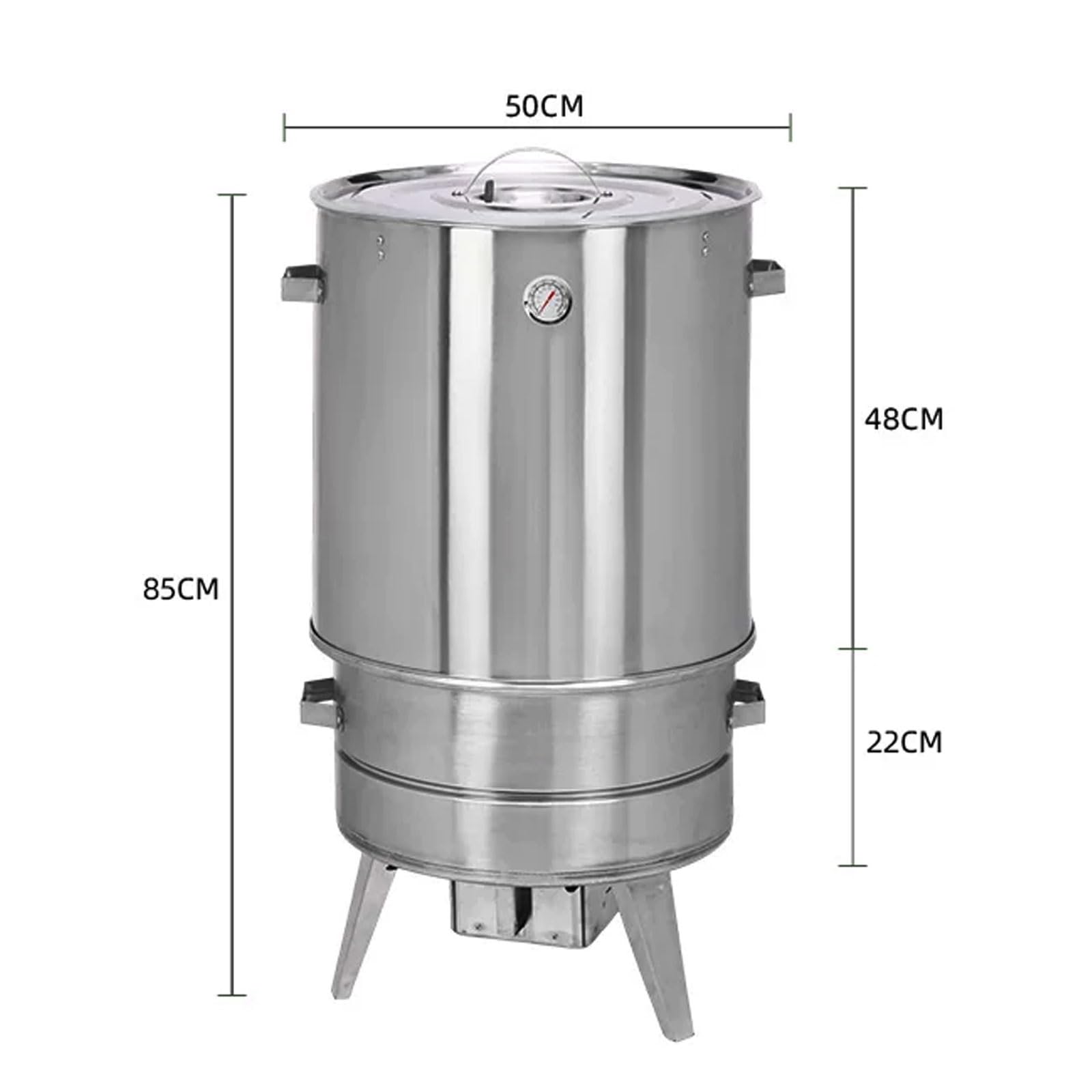 Ahumador Barril Asador de Carne Asador de Acero Inoxidable Parrilla Vertical de Carbón de 360° Incluye Termómetro y Recipiente for Pollo, Pavo, Cerdo y Cordero(A)