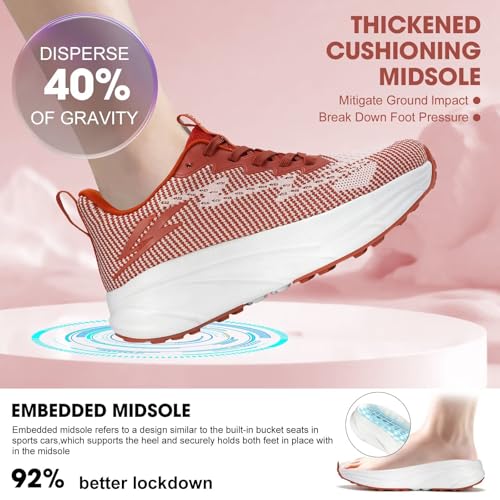 Image of ZOVE Womens Walking Shoes Cushioning Non-Slip Breathable Running Sneakers Tennis Comfortable Athletic Gym Workout Casual Shoes Lightweight Sports Cross Training Fashion Sneakers