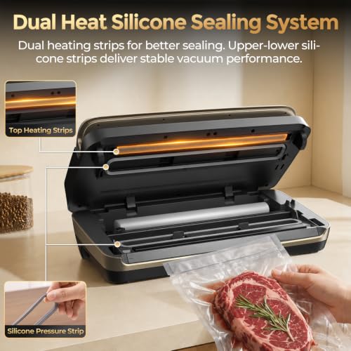 Vacuum Sealer Machine 95kpa Precision Food Sealer Double Heat Seal - image 6