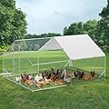 Large Metal Chicken Coop, 13.1'L x 9.8'W x 6.6'H Walk-in Poultry Cage, Chicken Run Pen House with Waterproof & Anti-Ultraviolet Cover Chicken Coop Run for Outdoor Backyard Farm