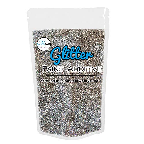 Mopa Crafts Holographic Silver Glitter Paint Crystal Additive 100g for Emulsion Paint - for use with Interior/Exterior Wall Ceiling Wood Metal Varnish Dead Flat Matt Soft Sheen or Silk Paints