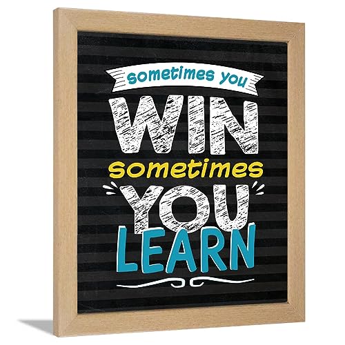 Image of Chaka Chaundh - Inspirational Framed Posters - Motivational Quotes Wall Frames for OFFICE, STUDENT AND STUDY ROOM - Photos with Quotes - (14 X 11 Inches) (Win - Learn - Black)