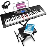 piano profesional online Pack completo con auriculares, soporte para teclado y taburete : toque sin problemas con los auriculares, siéntese cómodamente en el taburete y en un soporte para teclado estable y de altura regulable.