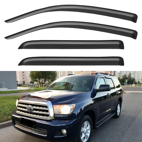 Image of Window Visors Rain Guards for 2008-2022 Toyota Sequoia, Out-Channel Window Vent Wind Deflectors Visors Shades for 08-22 Sequoia