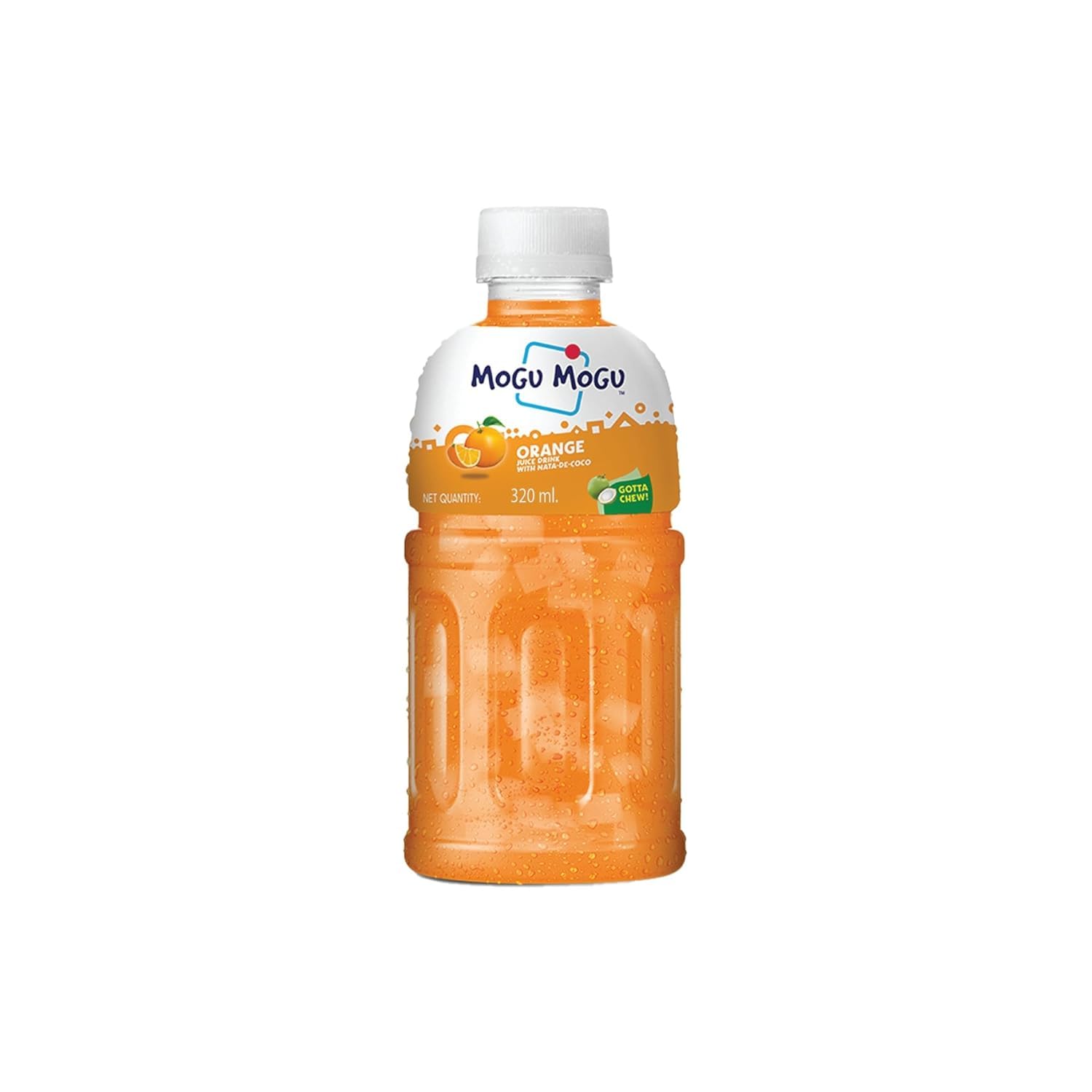 Mogu Mogu Orange Juice with 25% NATA De Coco (coconut jelly) | Energy Booster Drink | Full of Fruit Fibres | No Added Preservatives and Colours |Juice Bottles Made for Adults and Kids-320ml - 1 Pack.