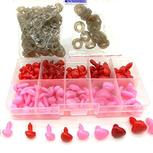 YJZ 130pcs Triángulo Nariz DIY muñeca triángulo Juguete Seguridad narices para Teddy Bear Artesanía Nariz de plástico con Arandelas Cover