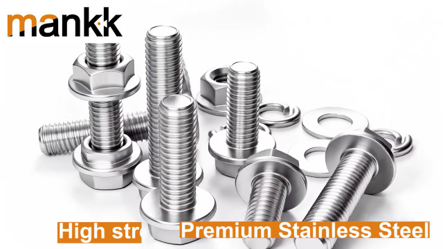 Image of mankk 200PCS Flange Head Bolts Assortment Kit M8x1.25 Bolt (Length 16 /20 /25 /30 /35mm) Metric Bolt Stainless Steel Hex Head Bolts and Serrated Flange Nuts Kit Full Thread M8 Bolt