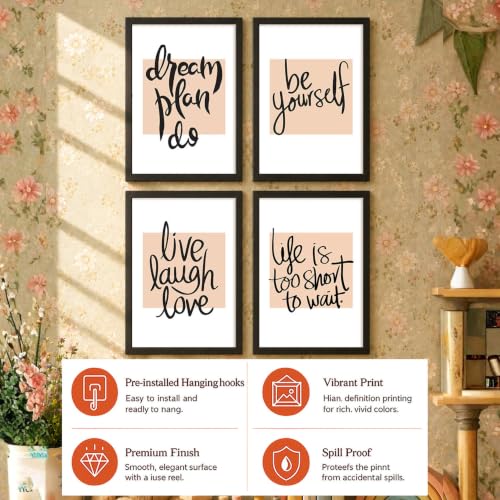 Image of PAINTINGMANTRA Motivational Wall Frames For Living room, Motivational Wall Art Quotes For Bedroom, Office And Study rooom, Set of 4, 13x18 Inch