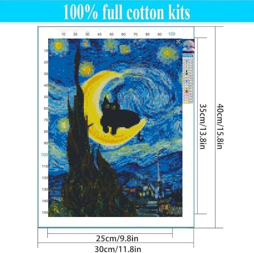Image of 4 Pack Cat Starry Sky Flower Window Stamped Cross Stitch Kits - Embroidery Kits for Beginners Adults,11 CT Patterns Dimensions Counted Cross Stitch Kits Arts Craft Kits 12x16inch