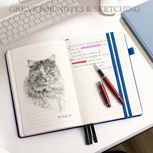 Carnet de notes ligné A5 de 352 pages avec couverture rigide noire pour le bureau - 7