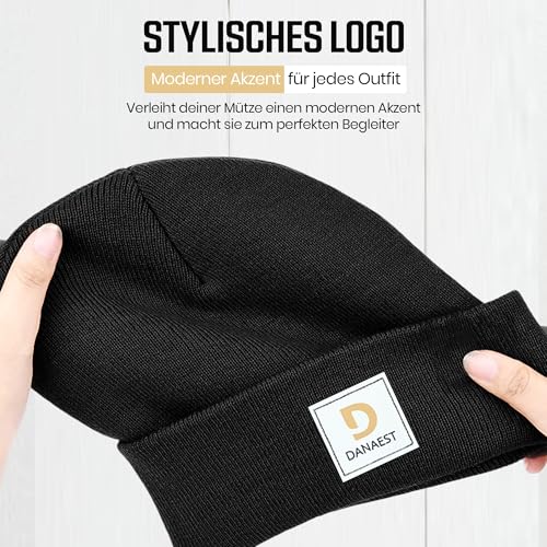 DANAEST Kuschelige Strickmütze – Fold-up Cuff, urbaner Look, warm & bequem – Oliv Meliert