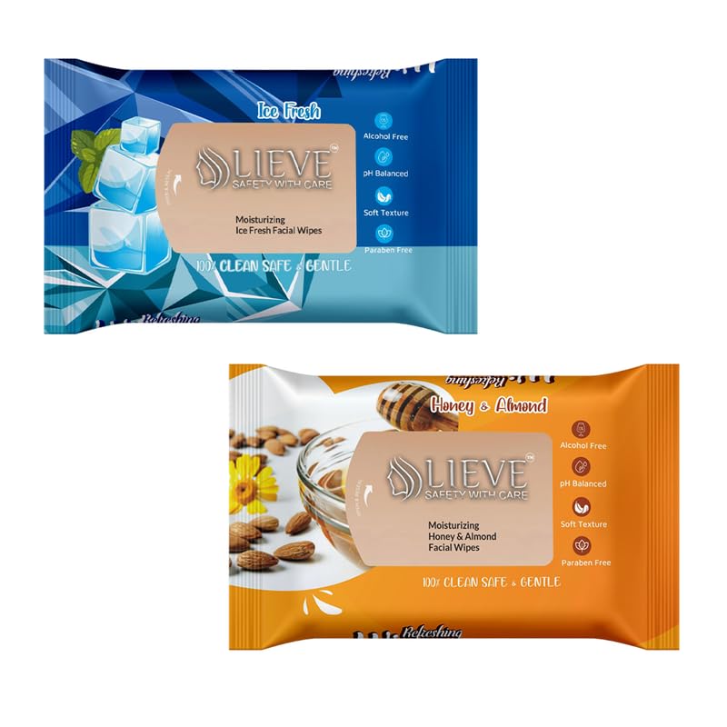 LIEVE Combo Pack of Honey + Ice (Pack of 4) Cotton Face Cleaning Wet Wipes Tissue Paper Makeup Remover Facial Wash Napkin Face Wipes Disposable Multi-Purpose for Men and Women (25 Wipes in Each Pack)-picture-35