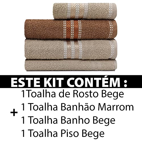 Kit Toalha 4 Peças Banhão + Rosto + Piso 100% Algodão Prestige Marcotex - Emcompre