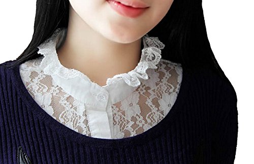 Magik Choker Necklace Unisex Women Peter Pan Detachable Lapel Shirt Fake False Collar (Band Collar-White)