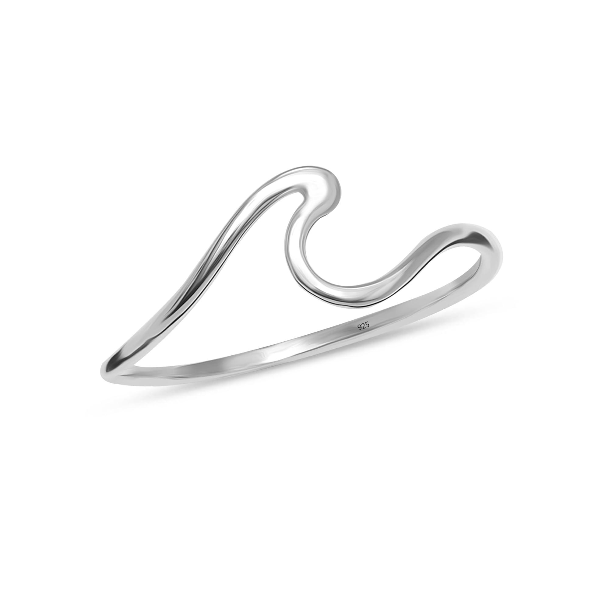 Amazon Brand - Nora Nico 925 Sterling Silver BIS Hallmarked Plain Ocean Wave Ring for Women and Girls (Ring Size -8) (B0CG9LXFP2) Amazon Price History, Amazon Price Tracker