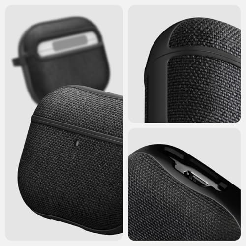 Image of Spigen Urban Fit Designed for AirPods 4 Case (2024) Premium Fabric Cover with Carabiner Key Chain - Black