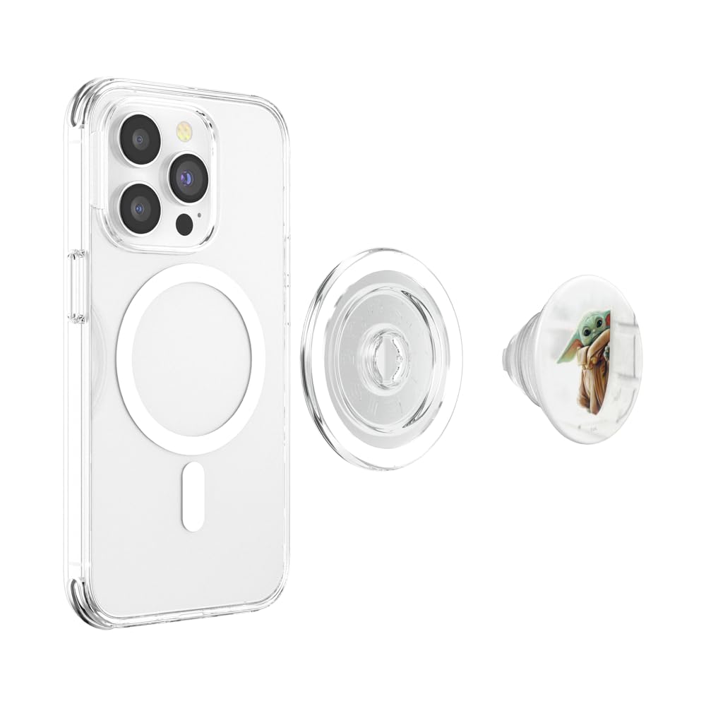 Star Wars The Mandalorian Grogu White PopSockets PopGrip for MagSafe, Clear - Image 3