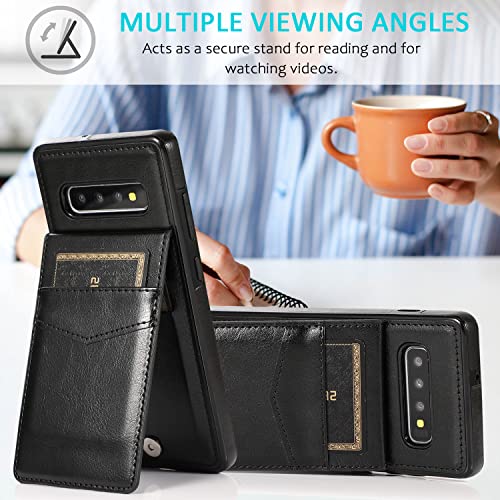 Kobbran For Samsung Galaxy S10 Plus Wallet Case S10+ Case With Credit Card Slots Holder Case Kickstand Shockproof Cover Pu Leather Wallet Case For Galaxy S10+ Plus Phone Case For Women Men (Black) #TOP2