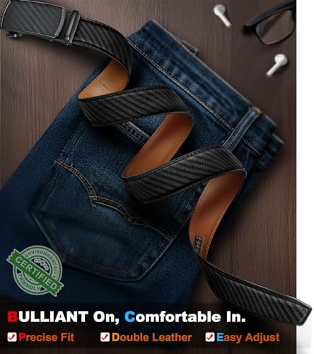 Image of Men's Belt,Bulliant Leather Adjustable Belt for Men Dress Casual 1 3 /8,Trim to Fit