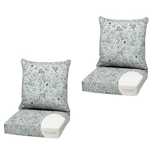 Image of Arden Outdoor Deep Seat Cushion Set, Foam, 22x24, Pistachio Botanical