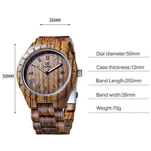 RORIOS Heren Horloges Houten Super Licht Quartz Natuurlijk Houten Horloge Horloges Mode Mannen Houten Horloge - Afbeelding 7