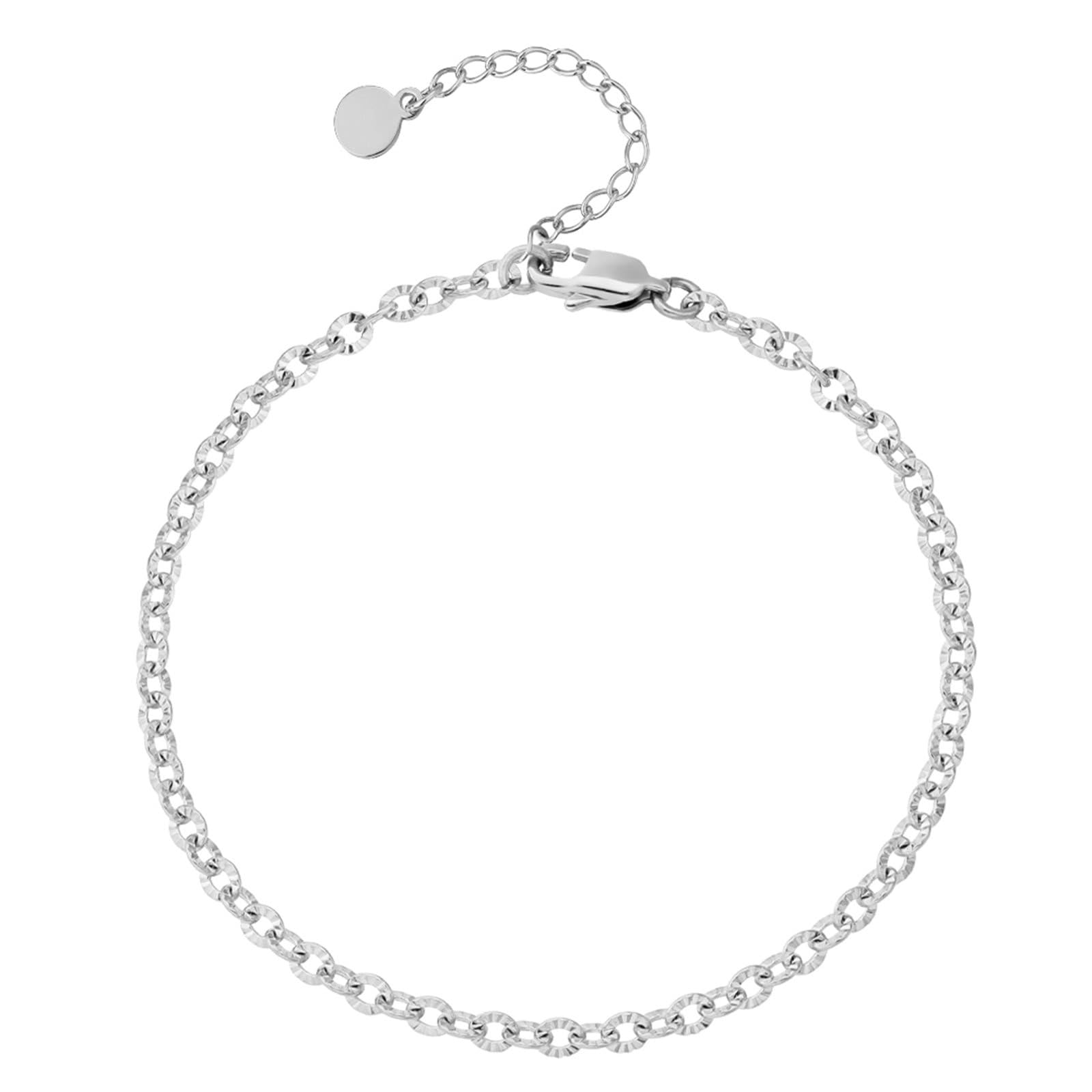 AMDXD Cavigliera da donna in oro bianco e oro bianco 18 carati, collana ovale Y2K Au 750, oro estivo, a piedi nudi, spiaggia, gioielli veri per donne, lunghezza 26,6 cm