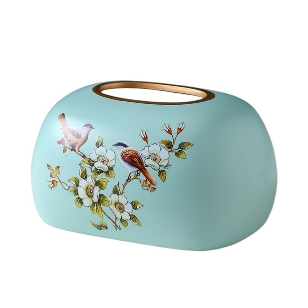 Tissue Case Tissue Box Bird Pattern for Living Room Tabletop Ceramic Napkin Holder Tissue Dispenser