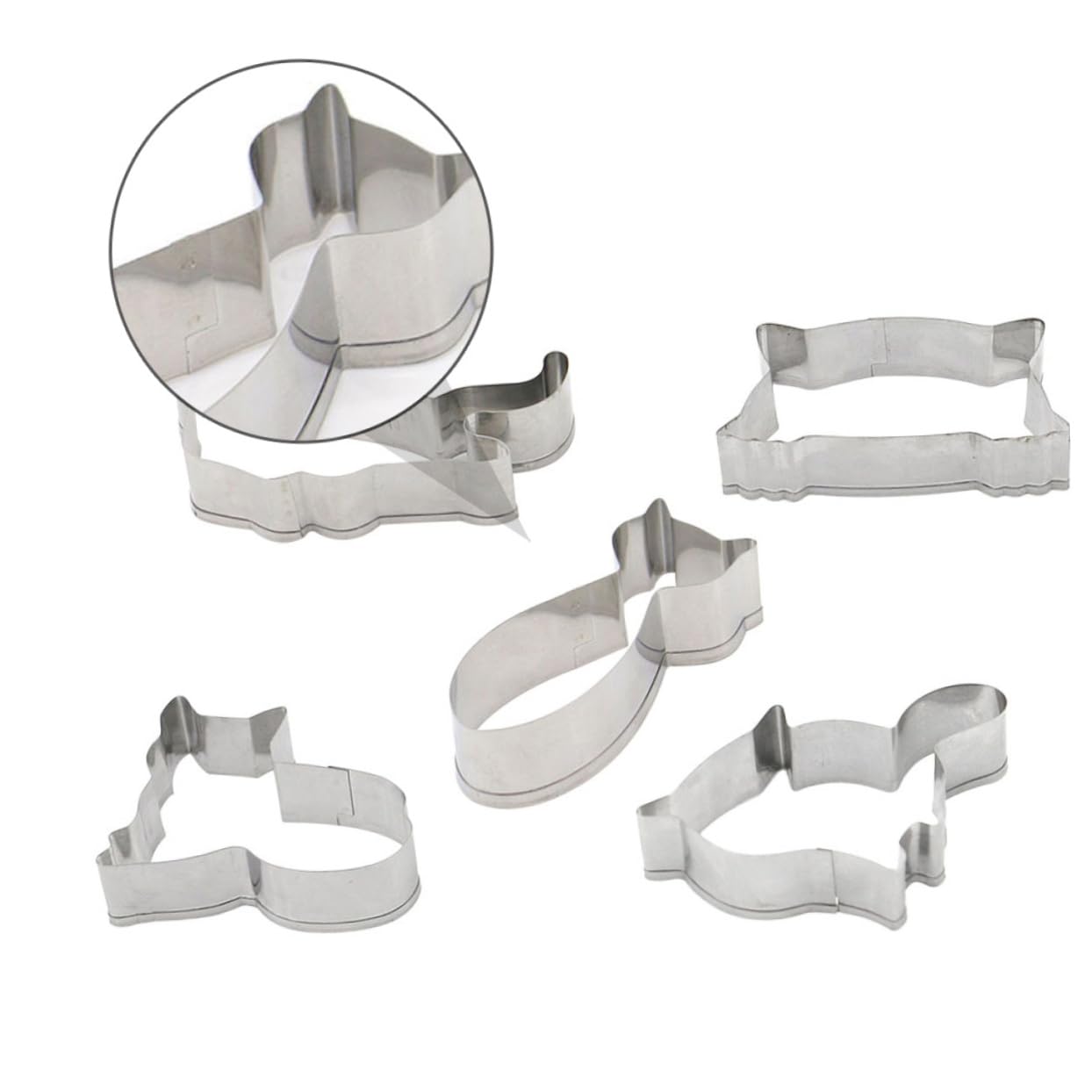 BESTonZON 3sets Stampini Per Biscotti Acciaio Inossidabile Forma Di Gatto Utensili Per Decorazioni Di Biscotti e Frutta Facili Da Pulire e Riutilizzabili Per Cottura e Festa Dei