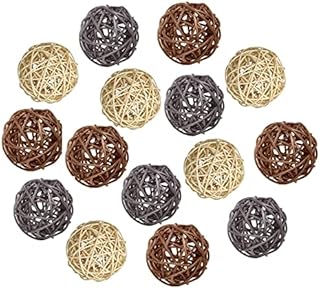 Harilla 24/15Pcs Round Wicker Rattan Balls Orbs Crafts Wedding Centerpieces, Blue Gray White 24