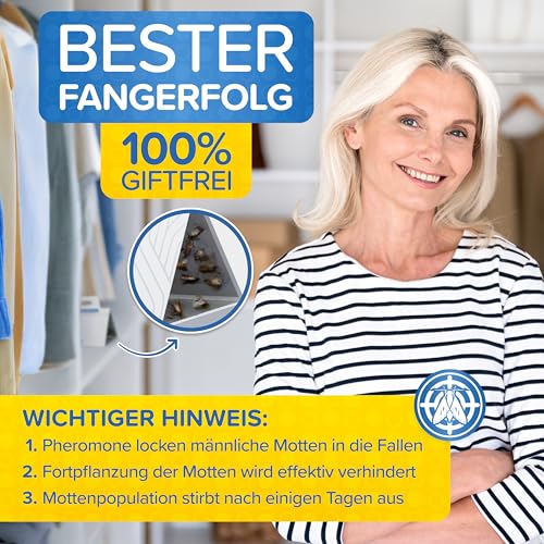 Patronus Kleidermottenfalle [10 Stück] - effektiver Mottenschutz für Kleiderschrank - Mottenfalle Kleidermotten mit maximaler Lockwirkung - Kleidermotten bekämpfen - Alternative zu Mottenpapier 6