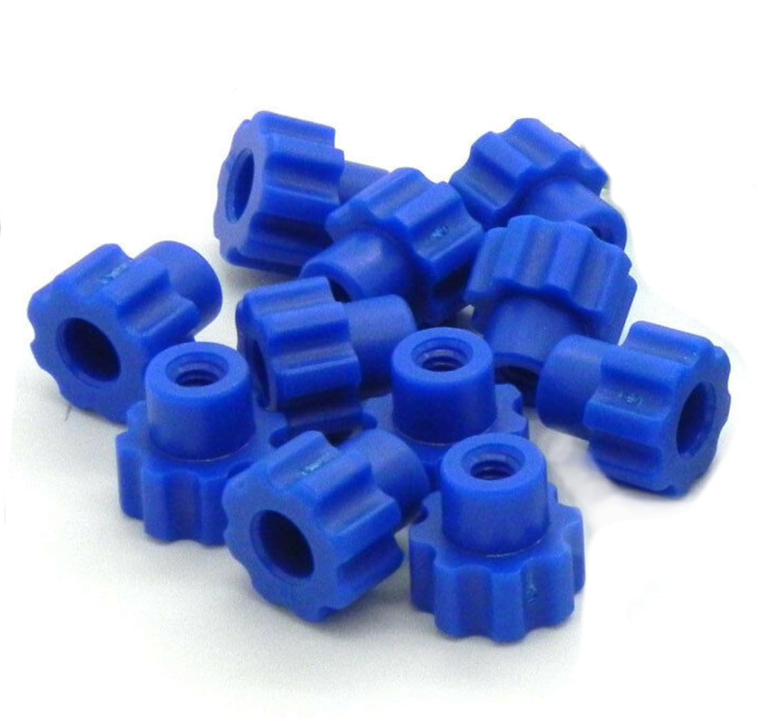 10-24 Knurled Thumb Nuts 25qty Plastic Fastener Nuts Easy Install by Hand no Tools Needed (Blue)