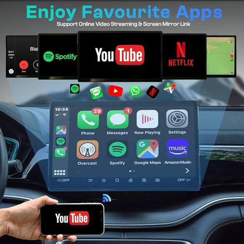 Image of MEGAAUDIO Androx MP08 2-in-1 Wireless CarPlay & Android Auto Adapter | Car Smart AI Box Converts Wired to Wireless | 4K HDMI | Dual Bluetooth | Stream OTT Video Apps on Car Screen