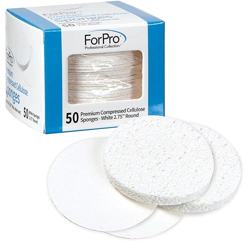 ForPro Professional Collection Esponjas faciales comprimidas de alta calidad, 50 esponjas de celulosa para limpieza facial, exfoliación y