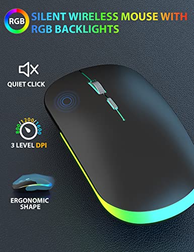 Wireless Keyboard And Mouse Backlit - Slim Keyboard With Phone Holder, Lighted Keys - Silent Rechargeable Cordless Mouse Combo For Macbook, Pc, Laptop, Chromebook, By Sablute #TOP5