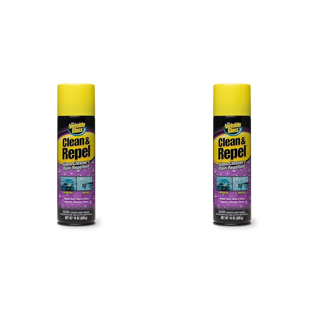 Invisible Glass 91184 19-Ounce Premium Glass Cleaner with Rain Repellent for Exterior Automotive Glass and Windshields to Shield Against Rain, Snow, and Sleet, 2 Pack
