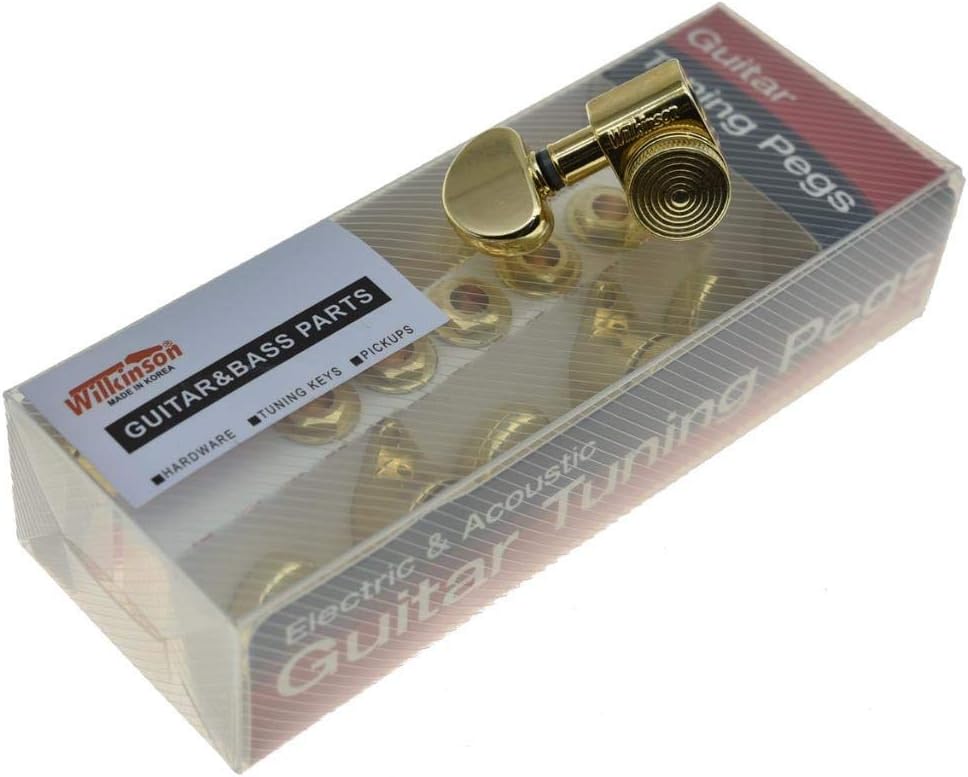 Wilkinson Locking Tuners 3x3 Full Size Locking Guitar Tuners Tuning Keys Pegs Guitar Machine Heads for Les Paul or Acoustic Guitars Gold