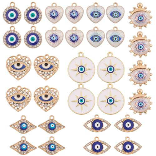 Pendentifs mauvais œil et cœur en boîte pour créer des bijoux cadeaux personnalisés